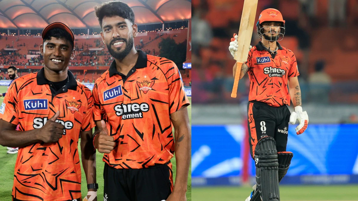 Sunrisers Hyderabad के खिलाड़ी मैदान पर—दो गेंदबाज एक साथ पोज देते हुए